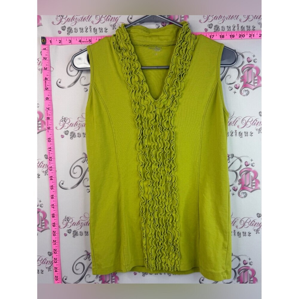 Bellissima tank top ruffles Sleeveless Ruffle V-Neck Tank Top in Lime